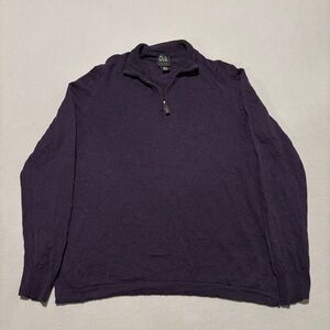 Jos A Bank Traveler Wool Sweatshirts Size Large Heathered Purple 1/4 Quarter Zip